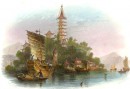 LE KIN-SHAN, OU ÎLE DORÉE, Chine, Asie, gravure, stich