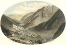 VUE DE BOSOST, Spain, old print, engraving, plate