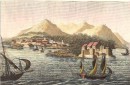 CAGLIARI, Sardinia, Italie, engraving, old print, plate