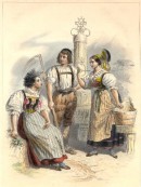 COSTUMES, CANTONS D'APPENZELL ET DE ST GALL, Suisse, gravure anc