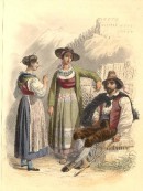 COSTUMES, CANTONS D'URI ET DU TESSIN, Suisse, gravure ancienne,