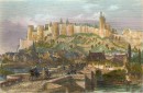 CASTLE OF CHINON, France, Indre et Loire, old print, engraving,