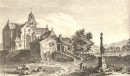 VUE DE L'ÉGLISE ET DU VILLAGE DE ST AUBIN, Engraving 18th, old p