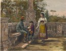 IN THE BORGHESE GARDENS, Italie, Rome, gravures anciennes, stich