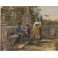 IN THE BORGHESE GARDENS, Italie, Rome, gravures anciennes, stich