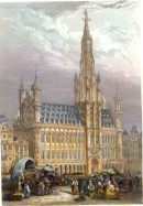 BRUXELLES, Belgique, gravures anciennes, 19e siècle, stich, Brus