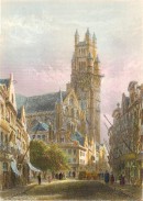 BRUGES, THE CATHEDRAL, Belgique, gravures anciennes, estampes, s