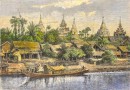 BURMA : YENAN-GYOUNG, vue prise de l'Irraouaddi, engraving, plat