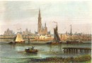 ANVERS : Belgique, Antwerp, gravure ancienne, estampe, stich