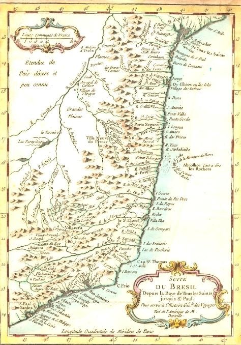 BRASIL, BAHIA, RIO DE JANEIRO, Map, 18th map, karte, South ameri