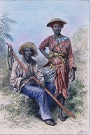 TYPES DE LA MARTINIQUE - nègre chasseur de serpent et négresse charbonnière