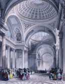 LE PANTHÉON À PARIS : France, Parigi, gravure ancienne, intérieu