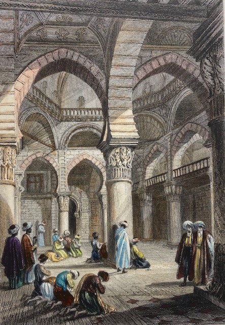 ALG&Eacute;RIA : INT&Eacute;RIEUR D'UNE MOSQU&Eacute;E &Agrave; ALGER, Old print, engraving,
